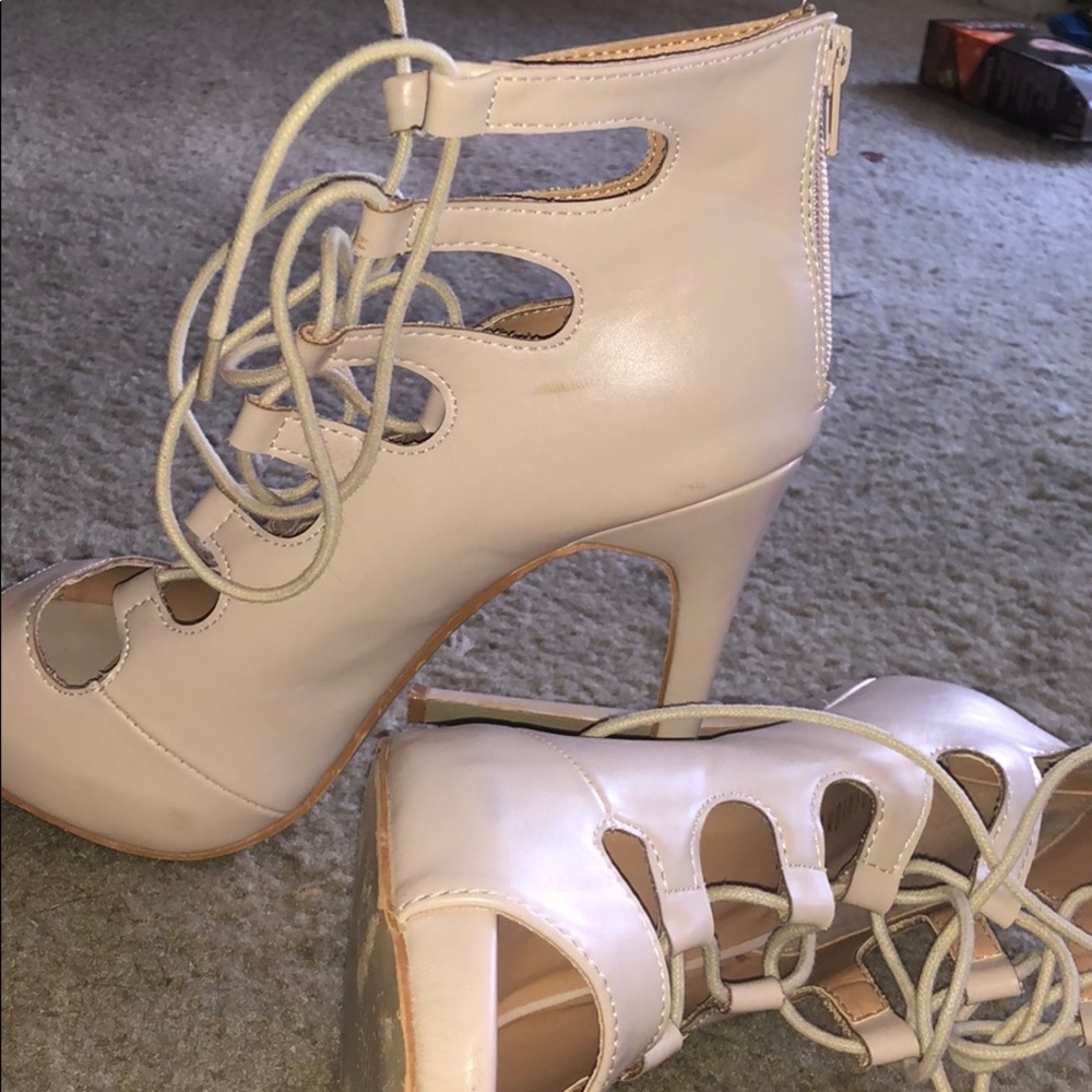 Fashion Nova Nude Lace Up Heels